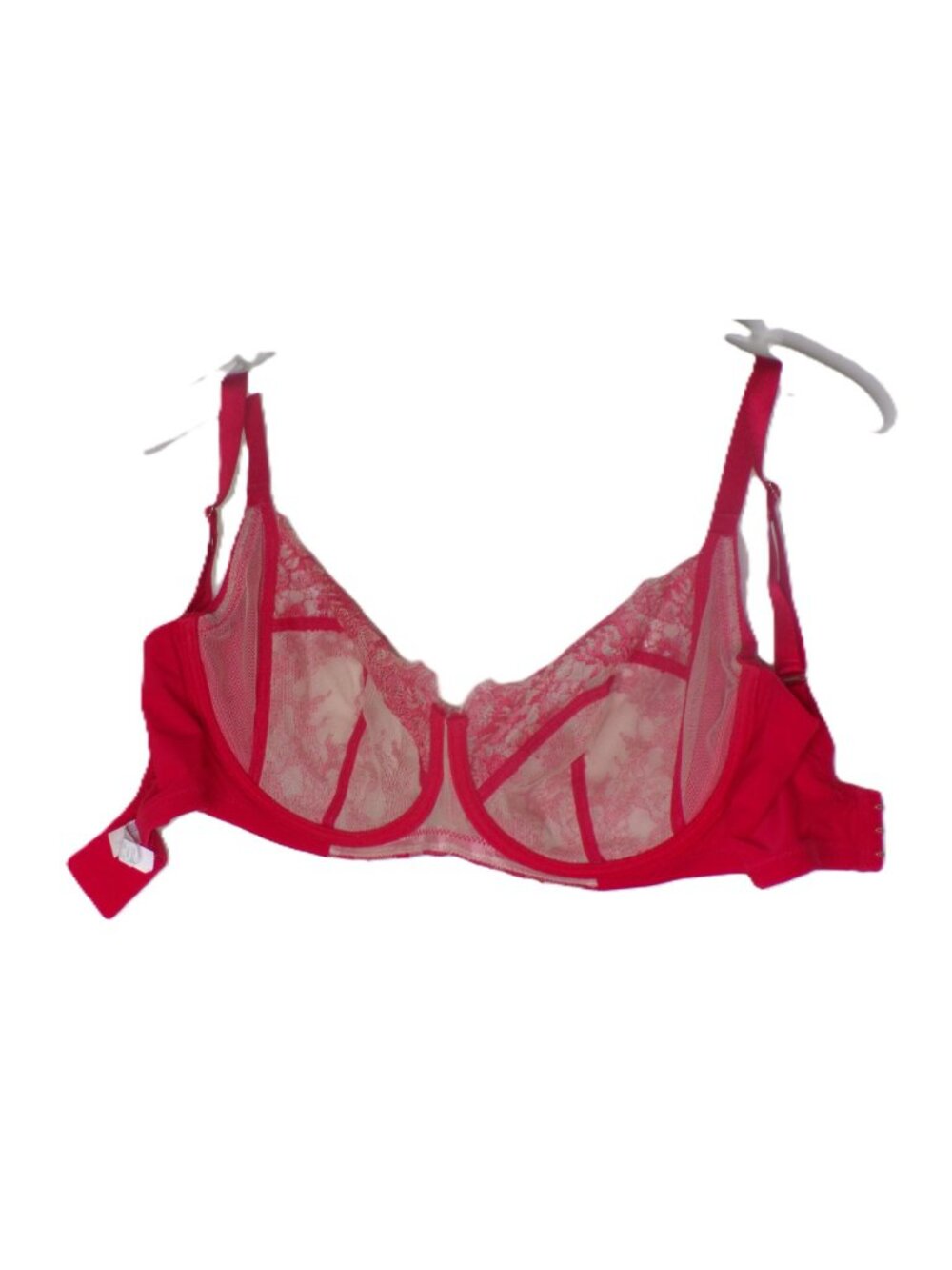 🆕 Skarlett Blue Entice Sheer Lace Side Support Balconette Bra 34DDD Red #324143 - Picture 9 of 9